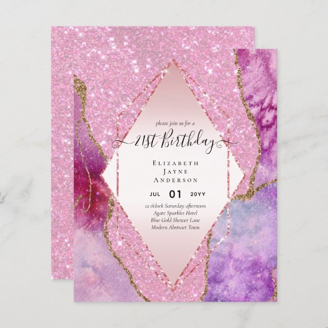 Papier BUDGET 21e anniversaire Glittery AGATE Sparkle Inv (Devant / Derrière)