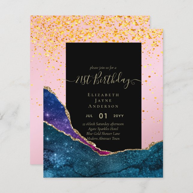 Papier BUDGET 21e anniversaire Glittery AGATE Sparkle Inv (Devant / Derrière)