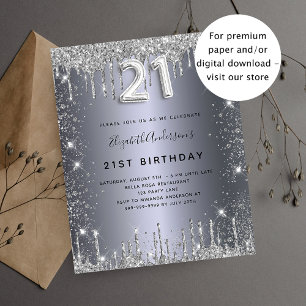 Papier Budget 21e anniversaire parties scintillant argent