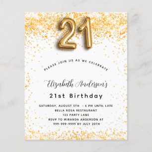 Papier Budget 21e anniversaire parties scintillant en or 