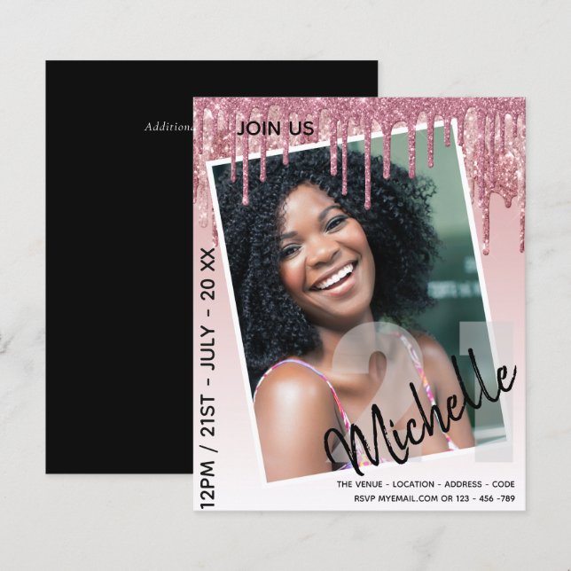 Papier BUDGET 21e anniversaire Parties scintillant Invita (Devant / Derrière)