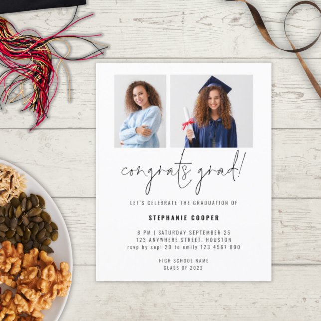 Papier Budget 2 Félicitations photo Grad 2024 Invitation  (Créateur téléchargé)