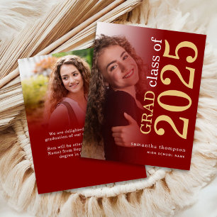 Papier Budget 2 photo Maroon Gold 2023 Grad Faire-part