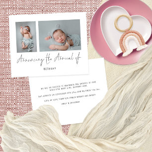 Papier Budget 2 Photos annonçant l'annonce de naissance