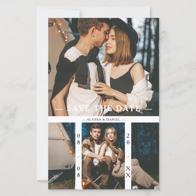 Papier Budget 2 Photos Chic Collage Wedding Minimalist (Devant)