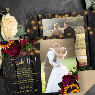Papier Budget 2 photos tournesol roses mariage merci