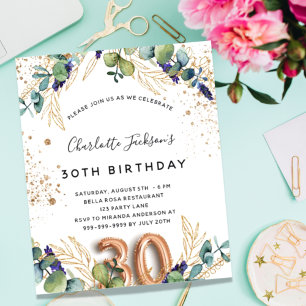 Papier Budget 30e anniversaire eucalyptus parties scintil