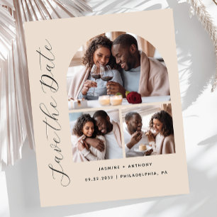 Papier Budget 3-Photo Beige Enregistrer la date