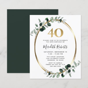 Papier Budget 40e anniversaire Eucalyptus Invitation de l