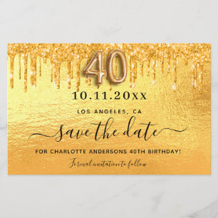 Papier Budget 40e anniversaire parties scintillant or enr