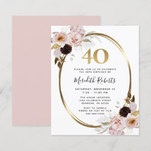 Papier Budget 40e anniversaire Rose Gold Foil Party Invit