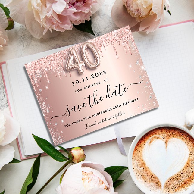 Papier Budget 40e anniversaire rose parties scintillant e (Créateur téléchargé)