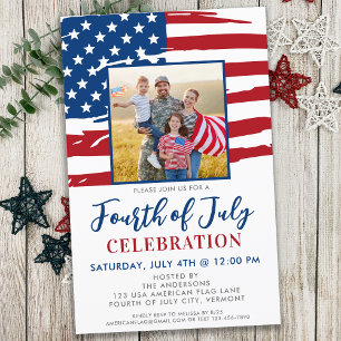 Papier Budget 4 Juillet Famille Photo Invitation