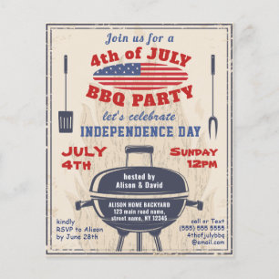 Papier BUDGET 4 juillet Invitation Vintage du parti BBQ