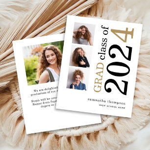 Papier Budget 4 photo Black Gold 2025 Graduation Annonce