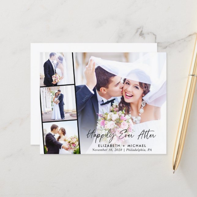 Papier Budget 4 Réception de mariage photo Invitation (Devant/Arrière en situation)