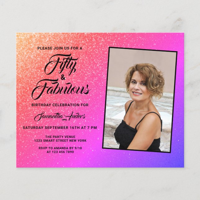 Papier Budget 50 et fabuleuse Parties scintillant rose (Devant)