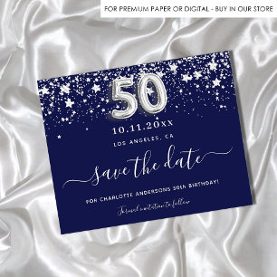 Papier Budget 50e anniversaire bleu marine argenté enregi