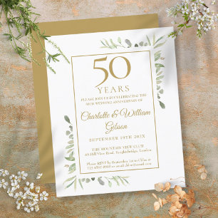 Papier Budget 50e Anniversaire d'or Invitation de verdure