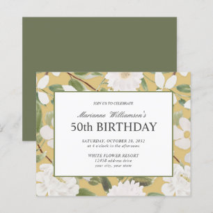 Papier Budget 50e Anniversaire Féminin Fleurs blanches ja