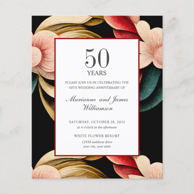 Papier Budget 50e anniversaire FLEURS VINTAGES (Devant)