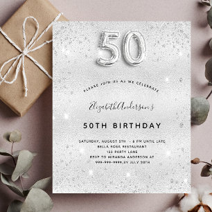 Papier Budget 50e anniversaire parties scintillant argent