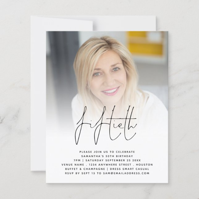 Papier Budget 50e anniversaire Photo Script Party Invitat (Devant)