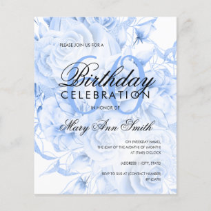 Papier Budget 60e anniversaire Floral Navy Invitation ble