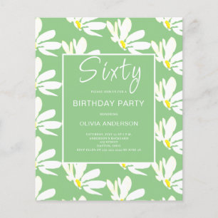 Papier Budget 60e anniversaire Invitation florale blanche