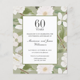 Papier Budget 60e anniversaire PHOTO Fleurs blanches vert