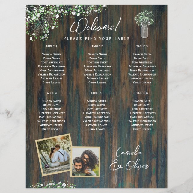 Papier BUDGET 6 Tableau Sièges Rustiques Gypsophila (Devant)