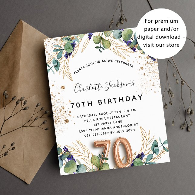 Papier Budget 70e anniversaire parties scintillant de ver (Créateur téléchargé)