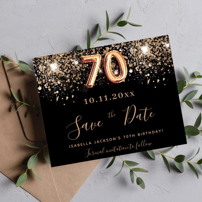 Papier Budget 70e anniversaire parties scintillant noire  (Créateur téléchargé)
