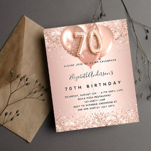 Papier Budget 70e anniversaire rose invitation ballons d'