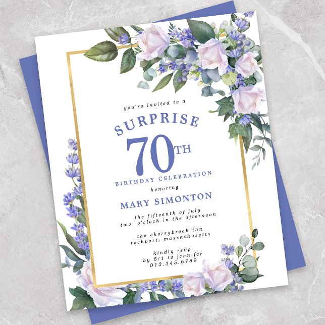 Papier Budget 70e anniversaire Surprise Party Invitation (Créateur téléchargé)