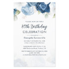 Budget 80 Anniversaire Dusty Blue Floral Party Inv