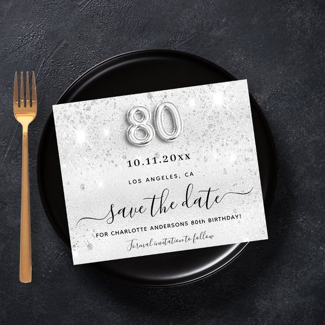 Papier Budget 80e anniversaire argent parties scintillant (Créateur téléchargé)