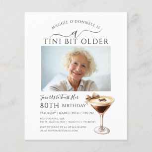 Papier BUDGET 80e anniversaire Photo Martini Invitation