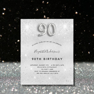Papier Budget 90e anniversaire parties scintillant argent