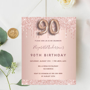 Papier Budget 90e anniversaire rose parties scintillant o