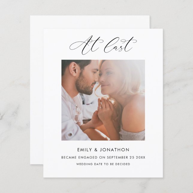 Papier Budget À Dernier Fiançailles Photo Calligraphie (Devant / Derrière)