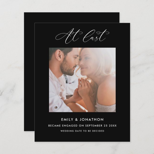 Papier Budget À Dernier Fiançailles Photo Calligraphie No (Devant / Derrière)