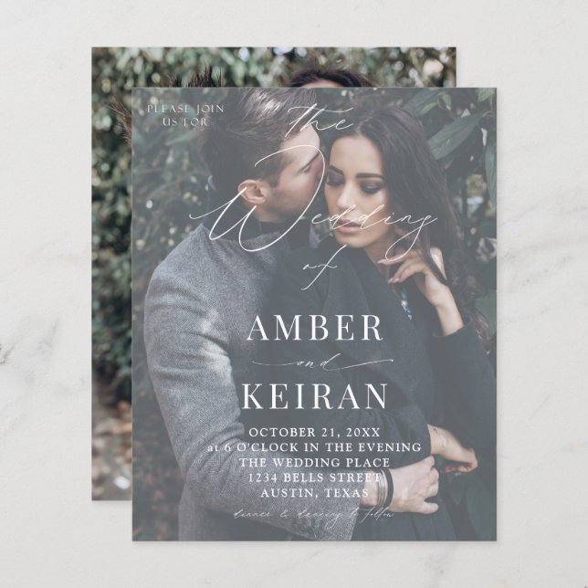 Papier Budget à peine il Shades - Mariage photo (Devant / Derrière)