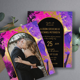 Papier Budget abstrait or rose faire-part de mariage PHOT
