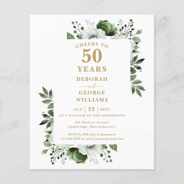Papier Budget Accueille À 50 Ans Invitation (Devant)