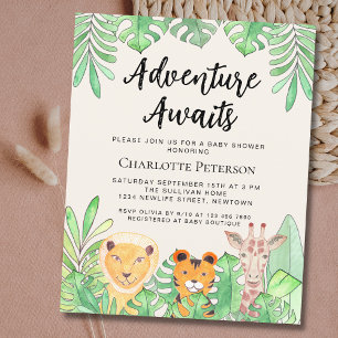 Papier Budget Adventure Attend Animaux Baby shower Invita