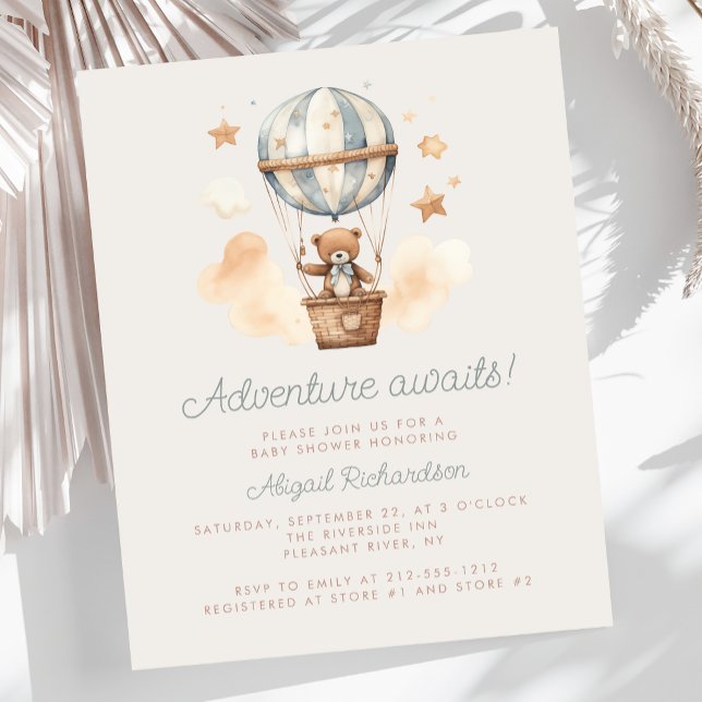 Papier Budget Adventure Await Teddy Bear Baby shower (Créateur téléchargé)