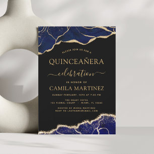 Papier Budget Agate Bleu Nuit Quinceañera Or
