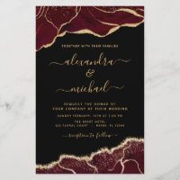 Budget Agate Bourgogne Faire-part de mariage or