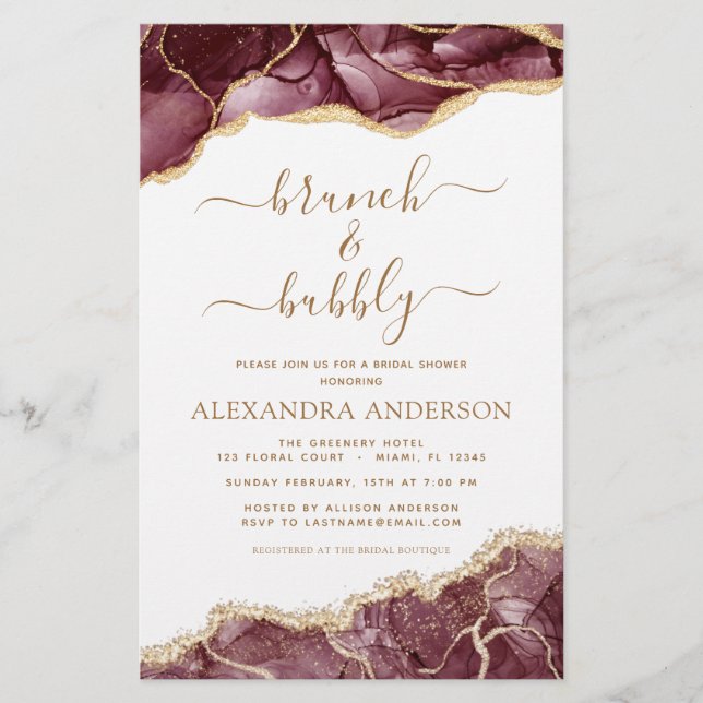 Papier Budget Agate Bourgogne Gold Brunch & Bubbly (Devant)